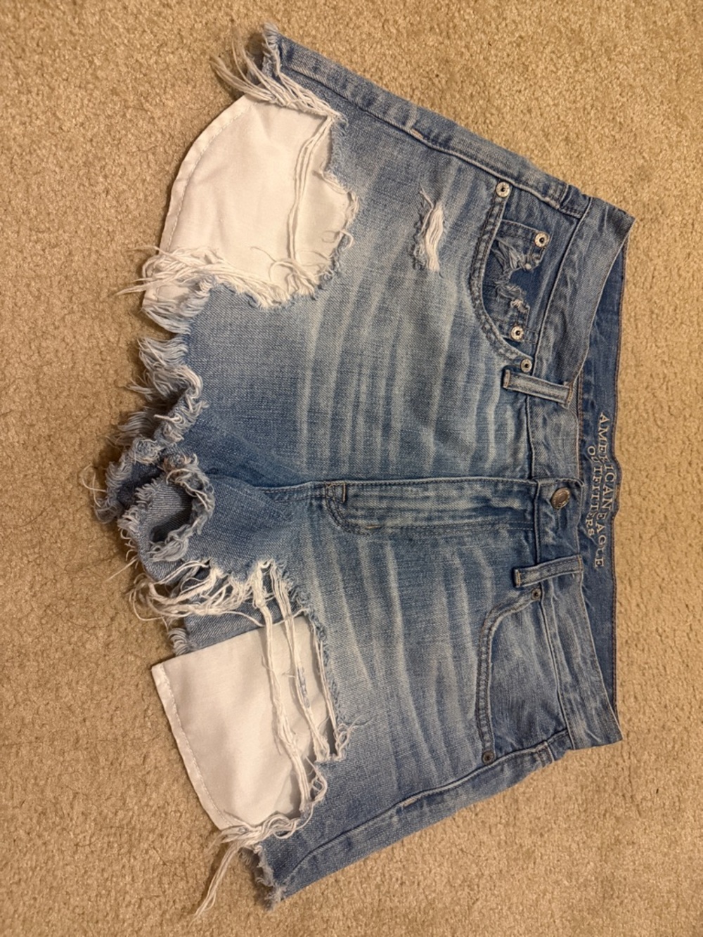 American Eagle Outfitters Light Blue Distressed Jean Shorts